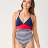 Dahlia One Piece: Navy W. Navy Stripe