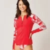 Kona Rashguard: Hot Red W. Checkered Palm
