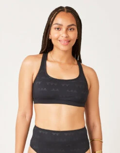 Palisades Top: Black Cascade Embossed